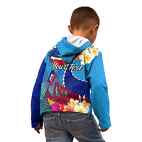 Personalised Haiti 220th Anniversary Independence Day Kid Hoodie Ayiti Flower with Polynesian Pattern LT03 - Polynesian Pride