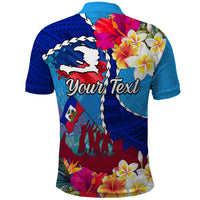 Personalised Haiti 220th Anniversary Independence Day Polo Shirt Ayiti Flower with Polynesian Pattern LT03 - Polynesian Pride