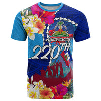 Personalised Haiti 220th Anniversary Independence Day T Shirt Ayiti Flower with Polynesian Pattern LT03 Blue - Polynesian Pride
