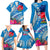 Personalised Haiti Coat Of Arms Family Matching Long Sleeve Bodycon Dress and Hawaiian Shirt Repiblik d Ayiti Tropical Flower Blue Polynesian Pattern LT03 - Polynesian Pride