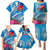 Personalised Haiti Coat Of Arms Family Matching Puletasi Dress and Hawaiian Shirt Repiblik d Ayiti Tropical Flower Blue Polynesian Pattern LT03 - Polynesian Pride