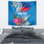 Personalised Haiti Coat Of Arms Tapestry Repiblik d Ayiti Tropical Flower Blue Polynesian Pattern LT03 - Polynesian Pride