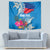 Personalised Haiti Coat Of Arms Tapestry Repiblik d Ayiti Tropical Flower Blue Polynesian Pattern LT03 - Polynesian Pride