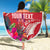 Personalised Haiti Coat Of Arms Beach Blanket Repiblik d Ayiti Tropical Flower Red Polynesian Pattern LT03 - Polynesian Pride