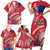 Personalised Haiti Coat Of Arms Family Matching Short Sleeve Bodycon Dress and Hawaiian Shirt Repiblik d Ayiti Tropical Flower Red Polynesian Pattern LT03 - Polynesian Pride