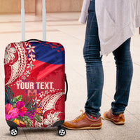 Personalised Haiti Coat Of Arms Luggage Cover Repiblik d Ayiti Tropical Flower Red Polynesian Pattern LT03 Red - Polynesian Pride