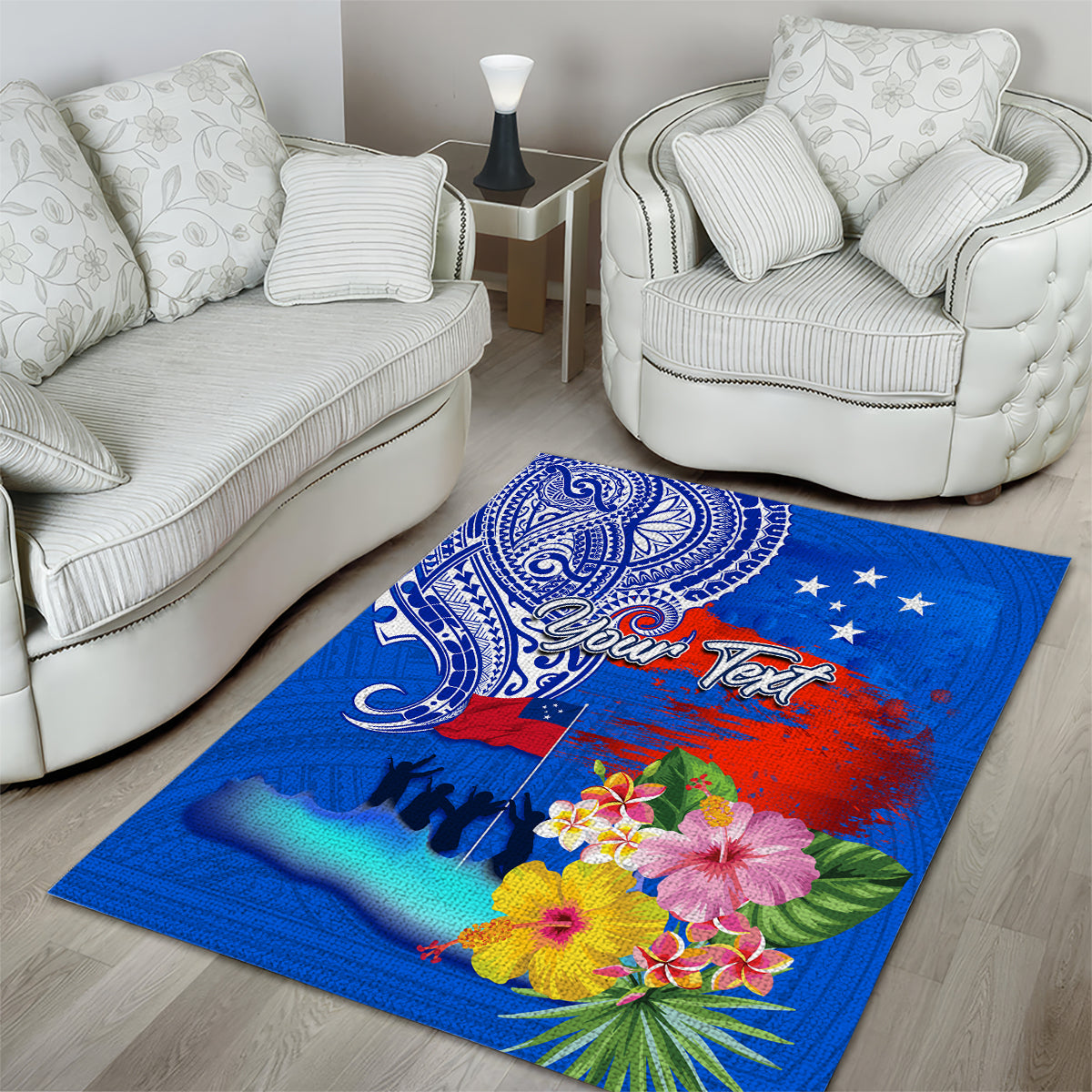 Personalised Samoa 62nd Anniversary Independence Day Area Rug Samoan Tribal Flag Style LT03 - Polynesian Pride