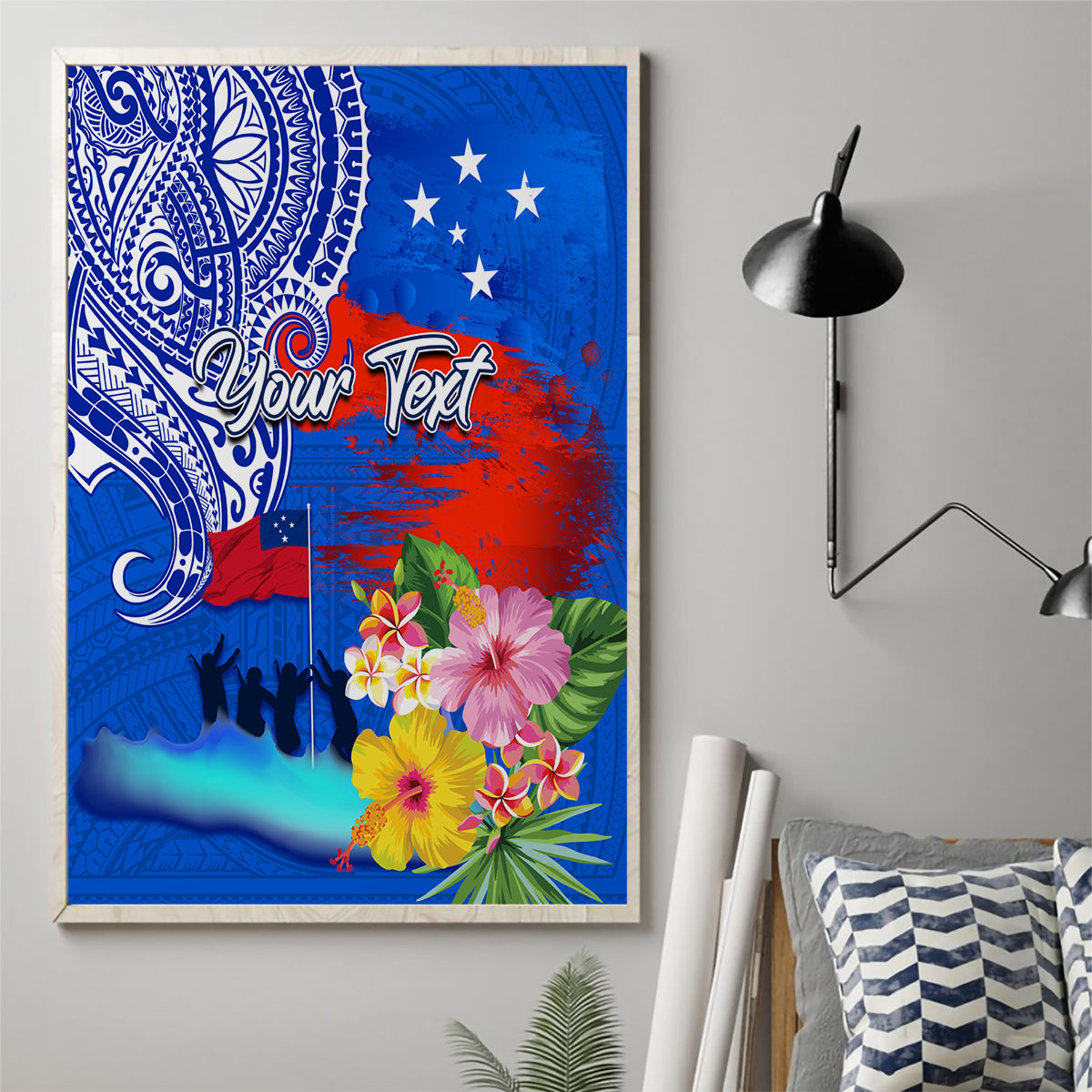 Personalised Samoa 62nd Anniversary Independence Day Canvas Wall Art Samoan Tribal Flag Style LT03 - Polynesian Pride