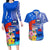 Personalised Samoa 62nd Anniversary Independence Day Couples Matching Long Sleeve Bodycon Dress and Hawaiian Shirt Samoan Tribal Flag Style LT03 Blue - Polynesian Pride