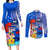 Personalised Samoa 62nd Anniversary Independence Day Couples Matching Long Sleeve Bodycon Dress and Long Sleeve Button Shirt Samoan Tribal Flag Style LT03 Blue - Polynesian Pride