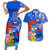 Personalised Samoa 62nd Anniversary Independence Day Couples Matching Short Sleeve Bodycon Dress and Hawaiian Shirt Samoan Tribal Flag Style LT03 Blue - Polynesian Pride