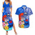 Personalised Samoa 62nd Anniversary Independence Day Couples Matching Summer Maxi Dress and Hawaiian Shirt Samoan Tribal Flag Style LT03 Blue - Polynesian Pride