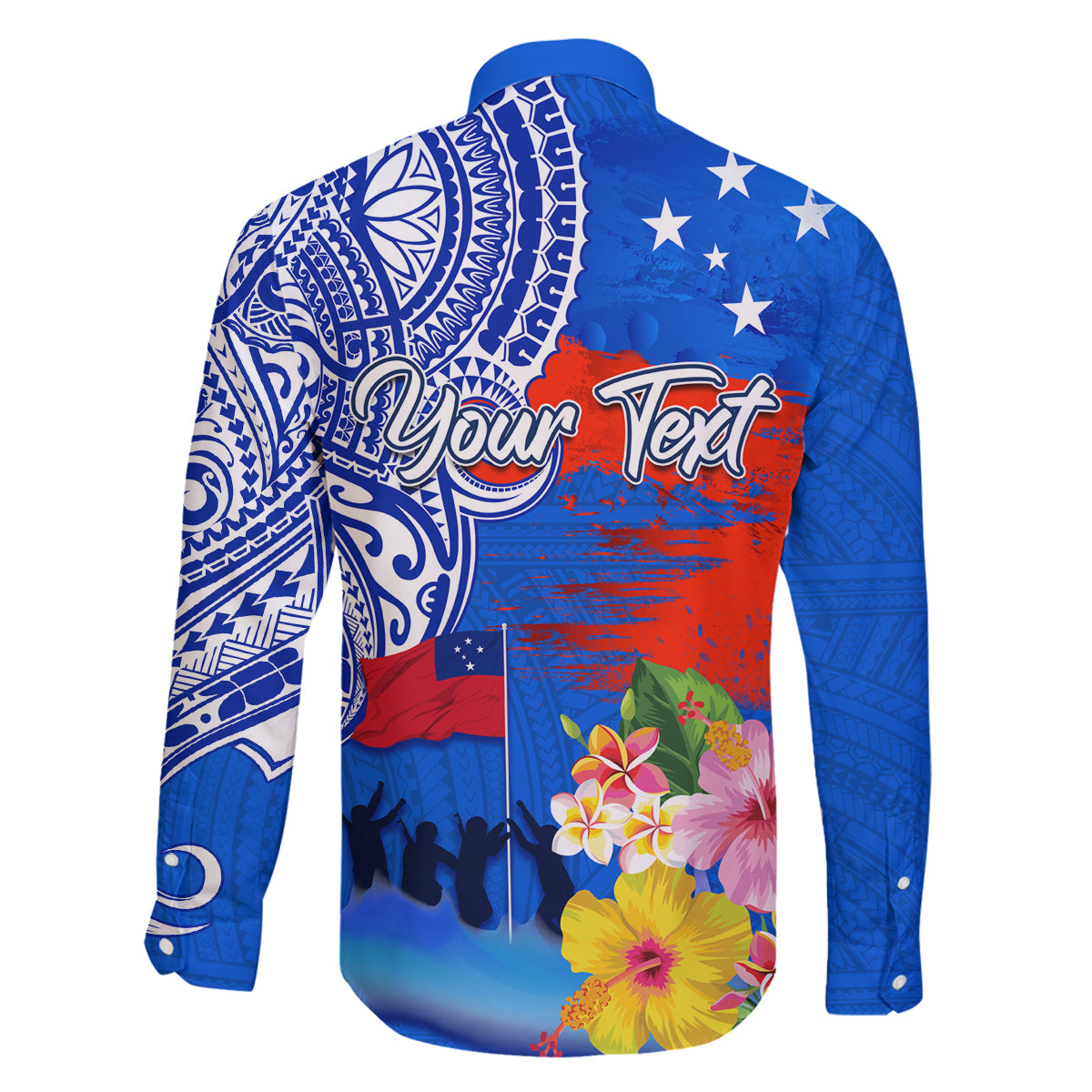Personalised Samoa 62nd Anniversary Independence Day Family Matching Long Sleeve Bodycon Dress and Hawaiian Shirt Samoan Tribal Flag Style LT03 - Polynesian Pride
