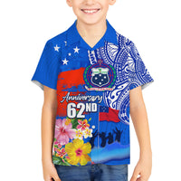 Personalised Samoa 62nd Anniversary Independence Day Family Matching Tank Maxi Dress and Hawaiian Shirt Samoan Tribal Flag Style LT03 Son's Shirt Blue - Polynesian Pride
