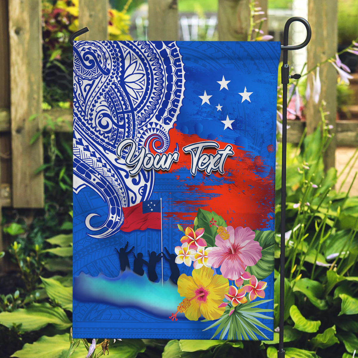 Personalised Samoa 62nd Anniversary Independence Day Garden Flag Samoan Tribal Flag Style LT03 Garden Flag Blue - Polynesian Pride