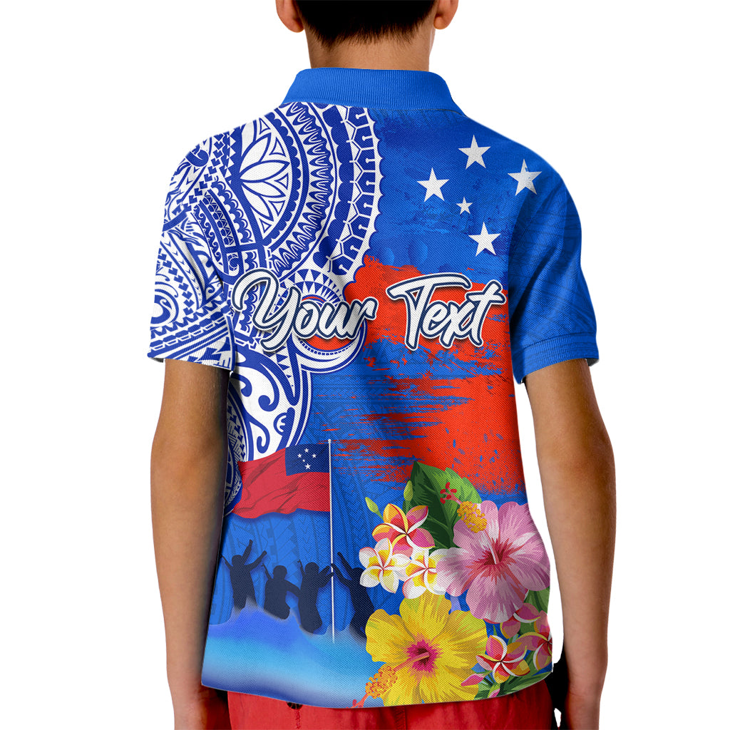 Personalised Samoa 62nd Anniversary Independence Day Kid Polo Shirt Samoan Tribal Flag Style LT03 - Polynesian Pride