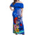 Personalised Samoa 62nd Anniversary Independence Day Off Shoulder Maxi Dress Samoan Tribal Flag Style LT03 Women Blue - Polynesian Pride