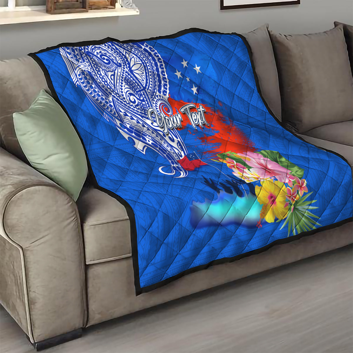 Personalised Samoa 62nd Anniversary Independence Day Quilt Samoan Tribal Flag Style LT03 - Polynesian Pride