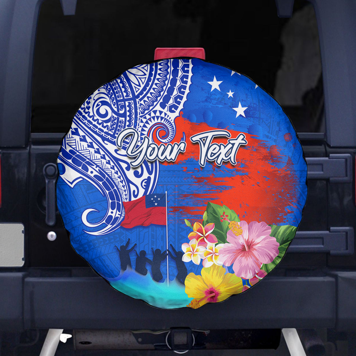 Personalised Samoa 62nd Anniversary Independence Day Spare Tire Cover Samoan Tribal Flag Style LT03 Blue - Polynesian Pride