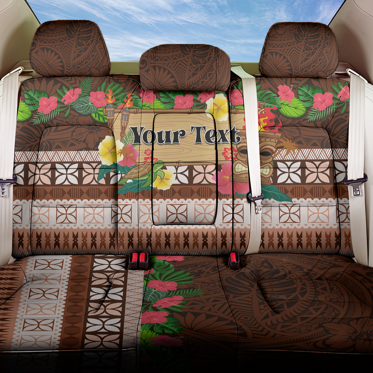 Pasifika Festival Auckland Back Car Seat Cover Polynesian Tribal with Pacific Pattern Brown Color LT03