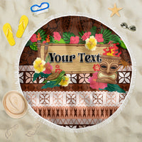 Pasifika Festival Auckland Beach Blanket Polynesian Tribal with Pacific Pattern Brown Color LT03 One Size 150cm Brown - Polynesian Pride