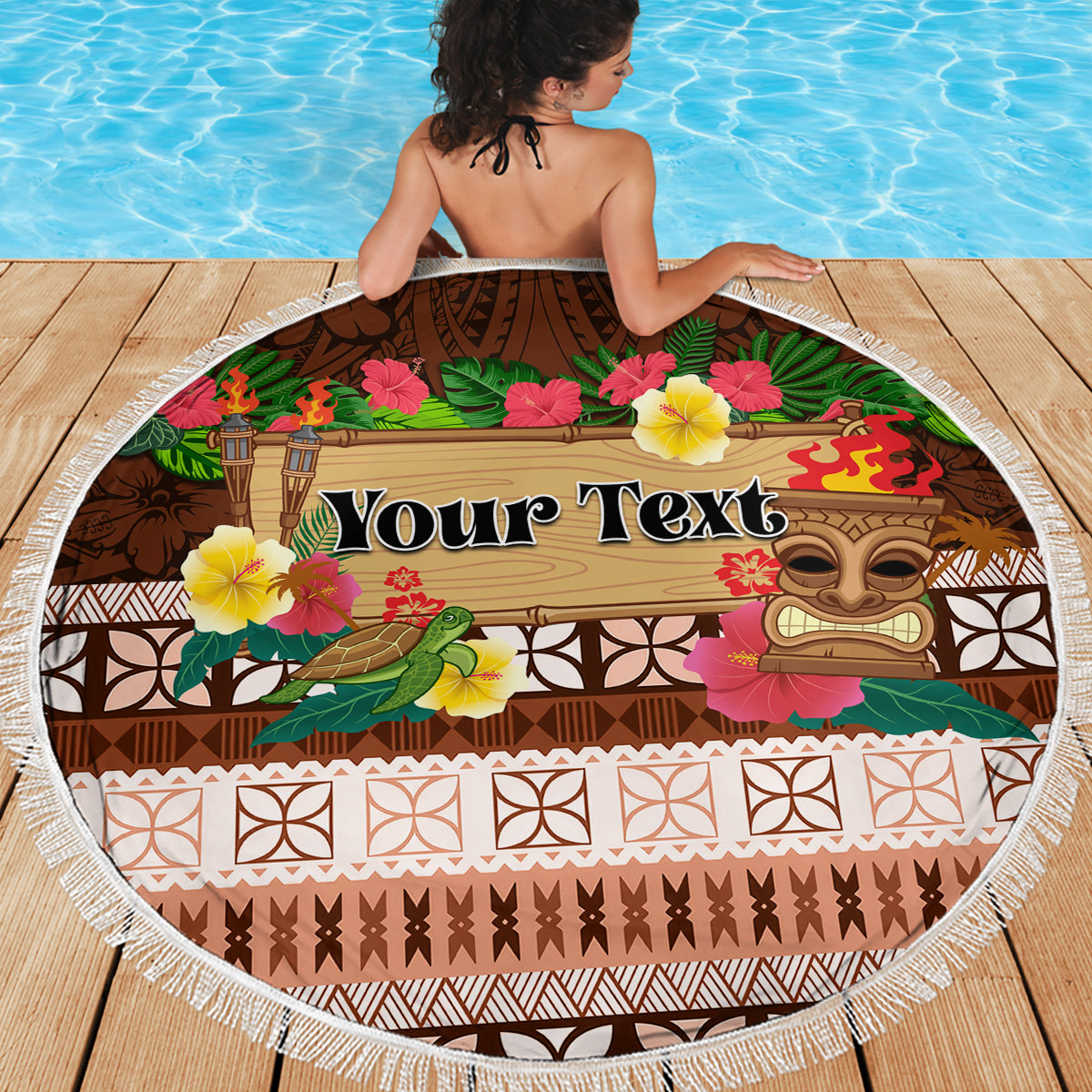 Pasifika Festival Auckland Beach Blanket Polynesian Tribal with Pacific Pattern Brown Color LT03 - Polynesian Pride