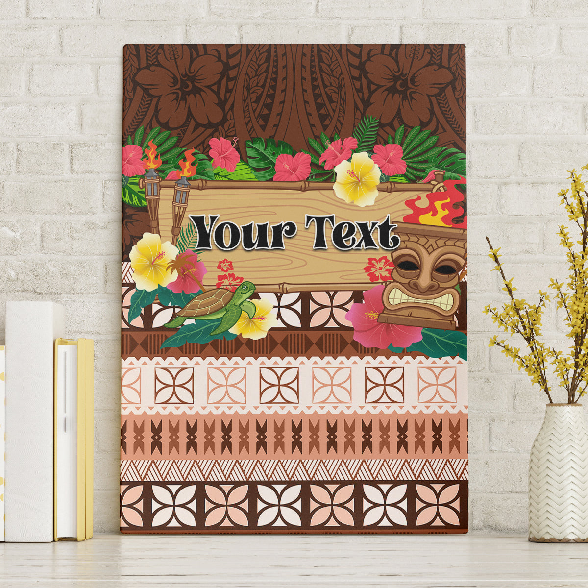 Pasifika Festival Auckland Canvas Wall Art Polynesian Tribal with Pacific Pattern Brown Color LT03 Without Frame Brown - Polynesian Pride