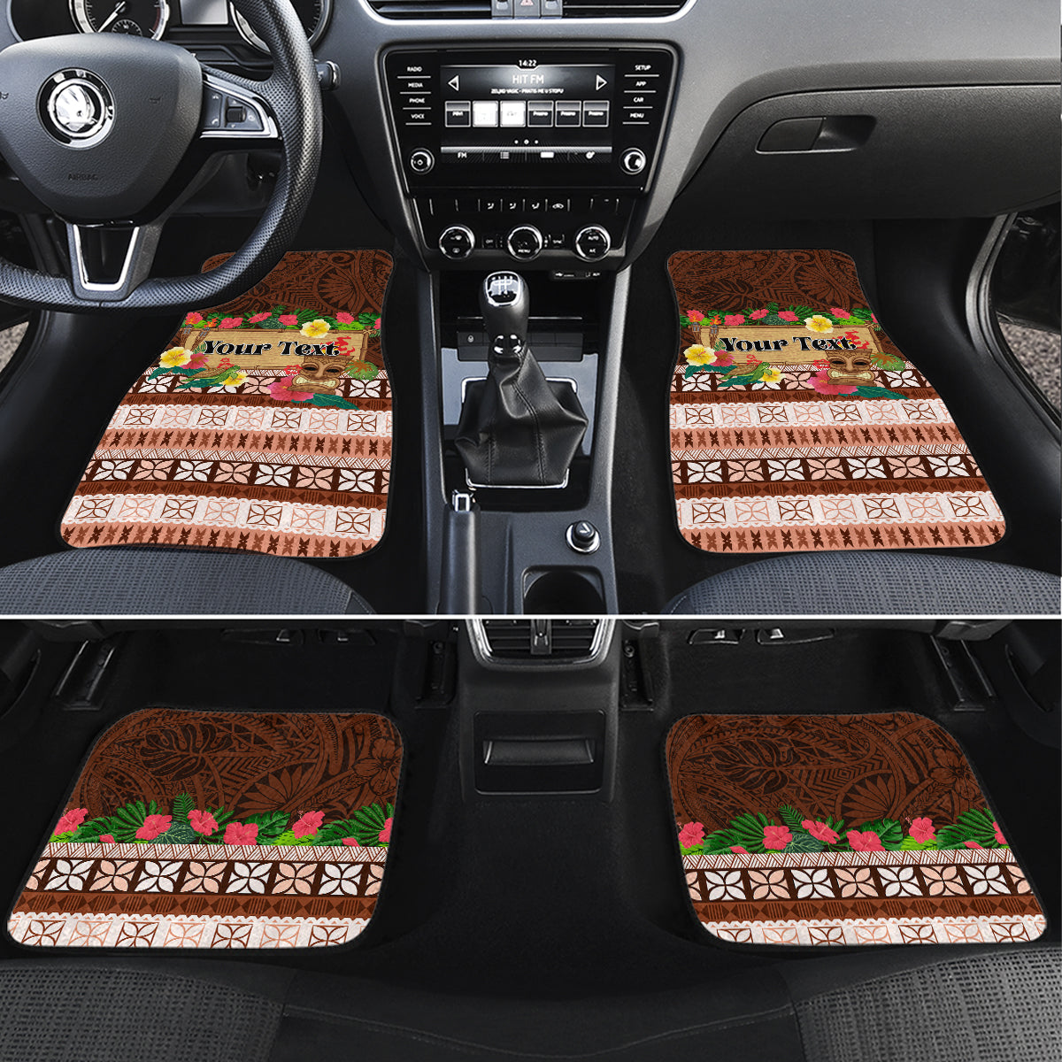 Pasifika Festival Auckland Car Mats Polynesian Tribal with Pacific Pattern Brown Color LT03 Set 4pcs Brown - Polynesian Pride