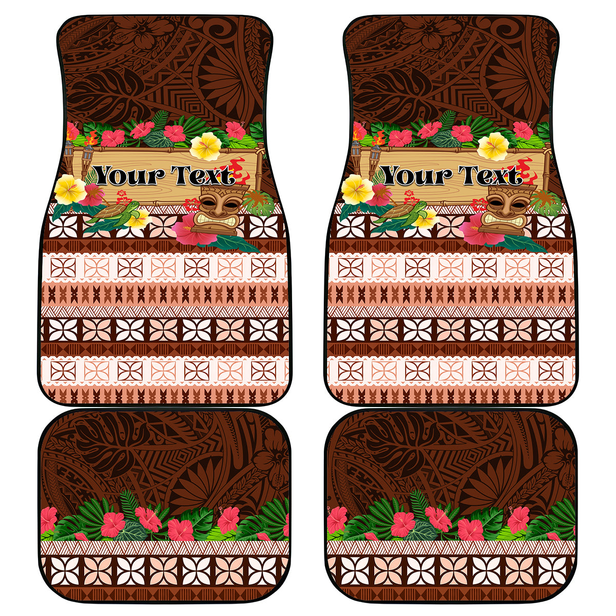 Pasifika Festival Auckland Car Mats Polynesian Tribal with Pacific Pattern Brown Color LT03 - Polynesian Pride