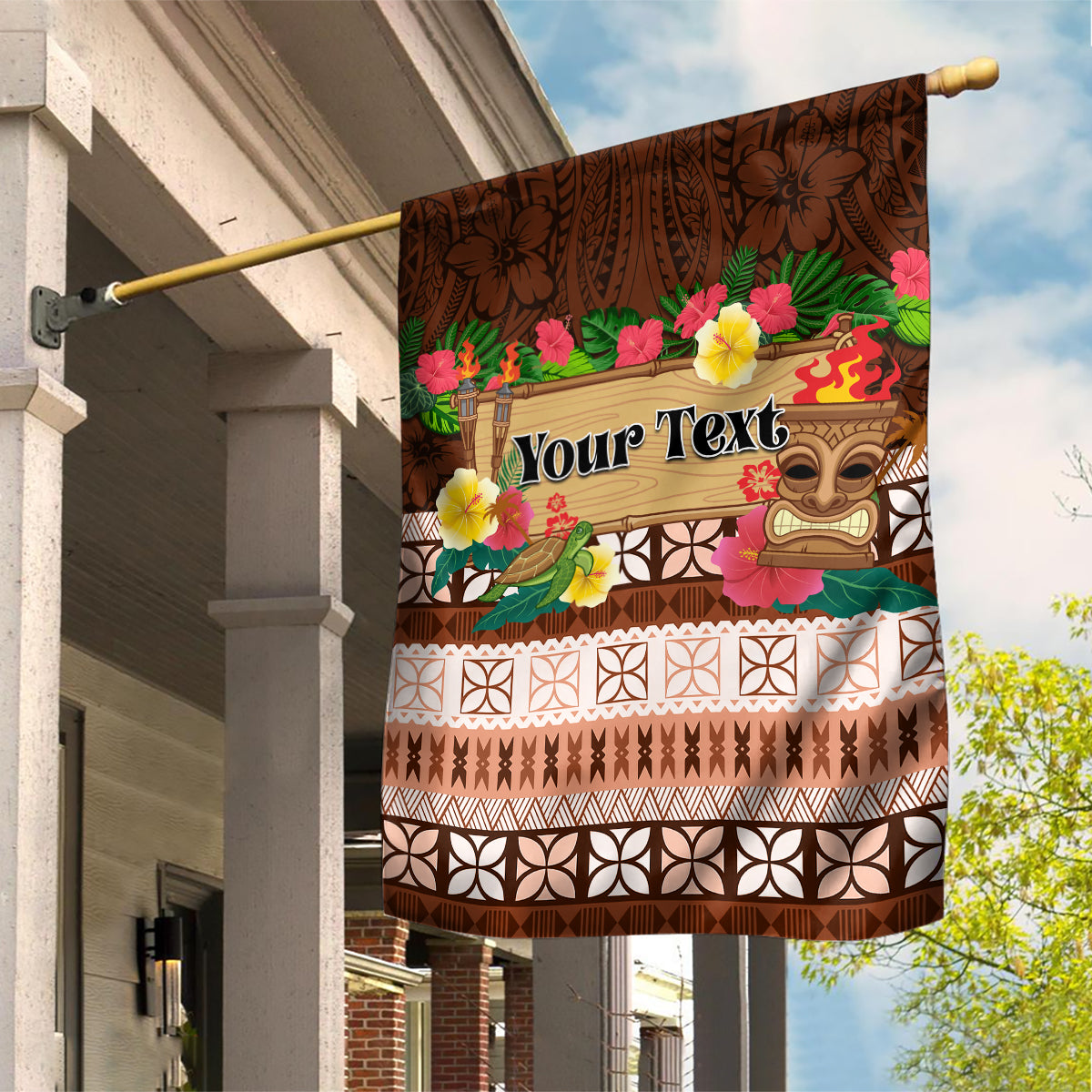 Pasifika Festival Auckland Garden Flag Polynesian Tribal with Pacific Pattern Brown Color LT03 House Flag Brown - Polynesian Pride