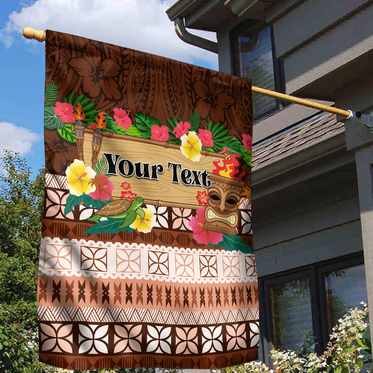 Pasifika Festival Auckland Garden Flag Polynesian Tribal with Pacific Pattern Brown Color LT03 - Polynesian Pride