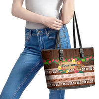 Pasifika Festival Auckland Leather Tote Bag Polynesian Tribal with Pacific Pattern Brown Color LT03 - Polynesian Pride