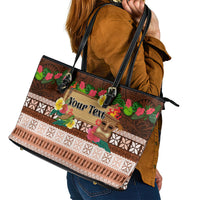 Pasifika Festival Auckland Leather Tote Bag Polynesian Tribal with Pacific Pattern Brown Color LT03 - Polynesian Pride