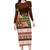 Pasifika Festival Auckland Long Sleeve Bodycon Dress Polynesian Tribal with Pacific Pattern Brown Color LT03 Long Dress Brown - Polynesian Pride