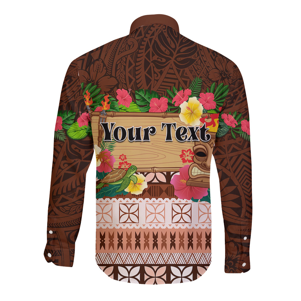 Pasifika Festival Auckland Long Sleeve Button Shirt Polynesian Tribal with Pacific Pattern Brown Color LT03 - Polynesian Pride