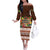 Pasifika Festival Auckland Off The Shoulder Long Sleeve Dress Polynesian Tribal with Pacific Pattern Brown Color LT03 Women Brown - Polynesian Pride