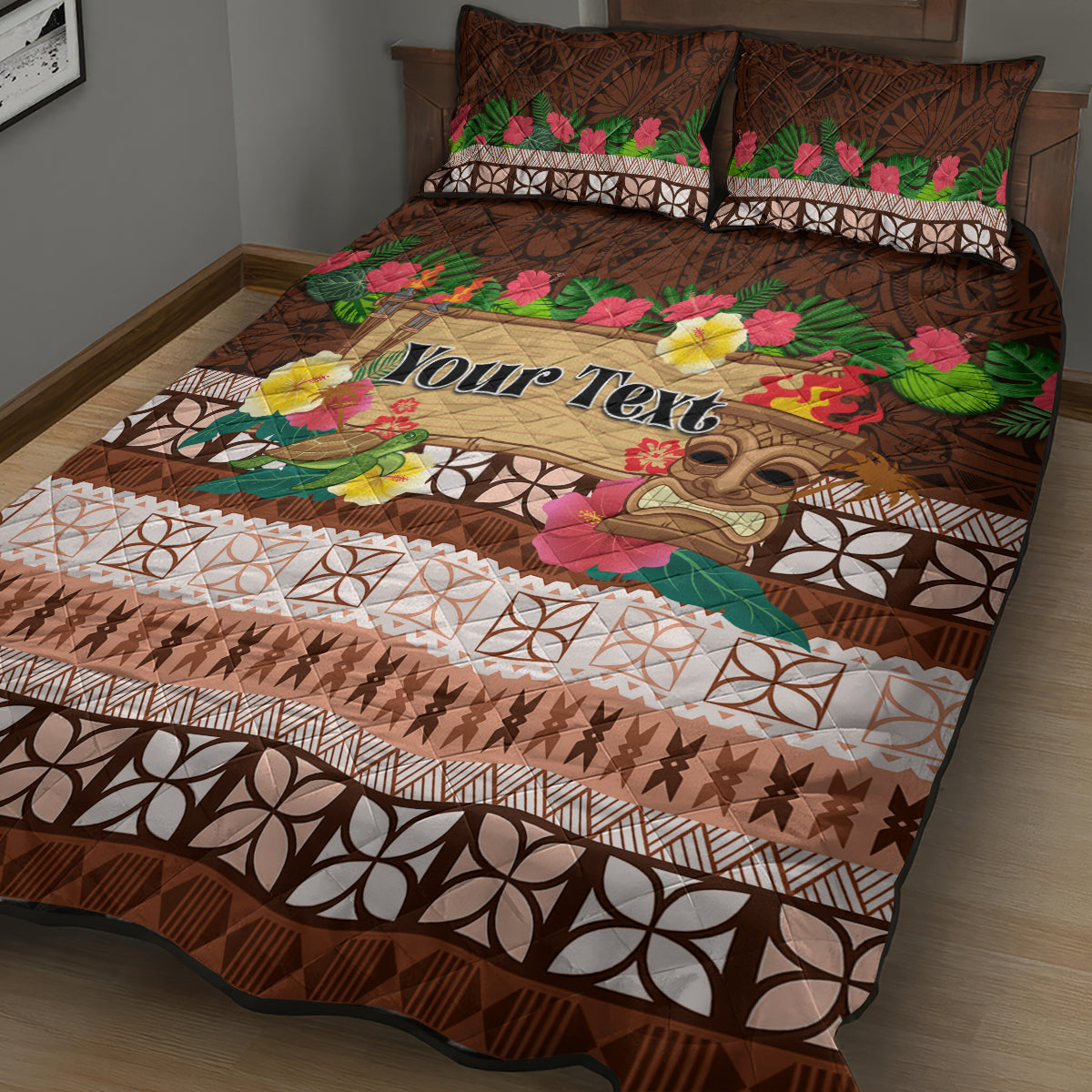 Pasifika Festival Auckland Quilt Bed Set Polynesian Tribal with Pacific Pattern Brown Color LT03 - Polynesian Pride