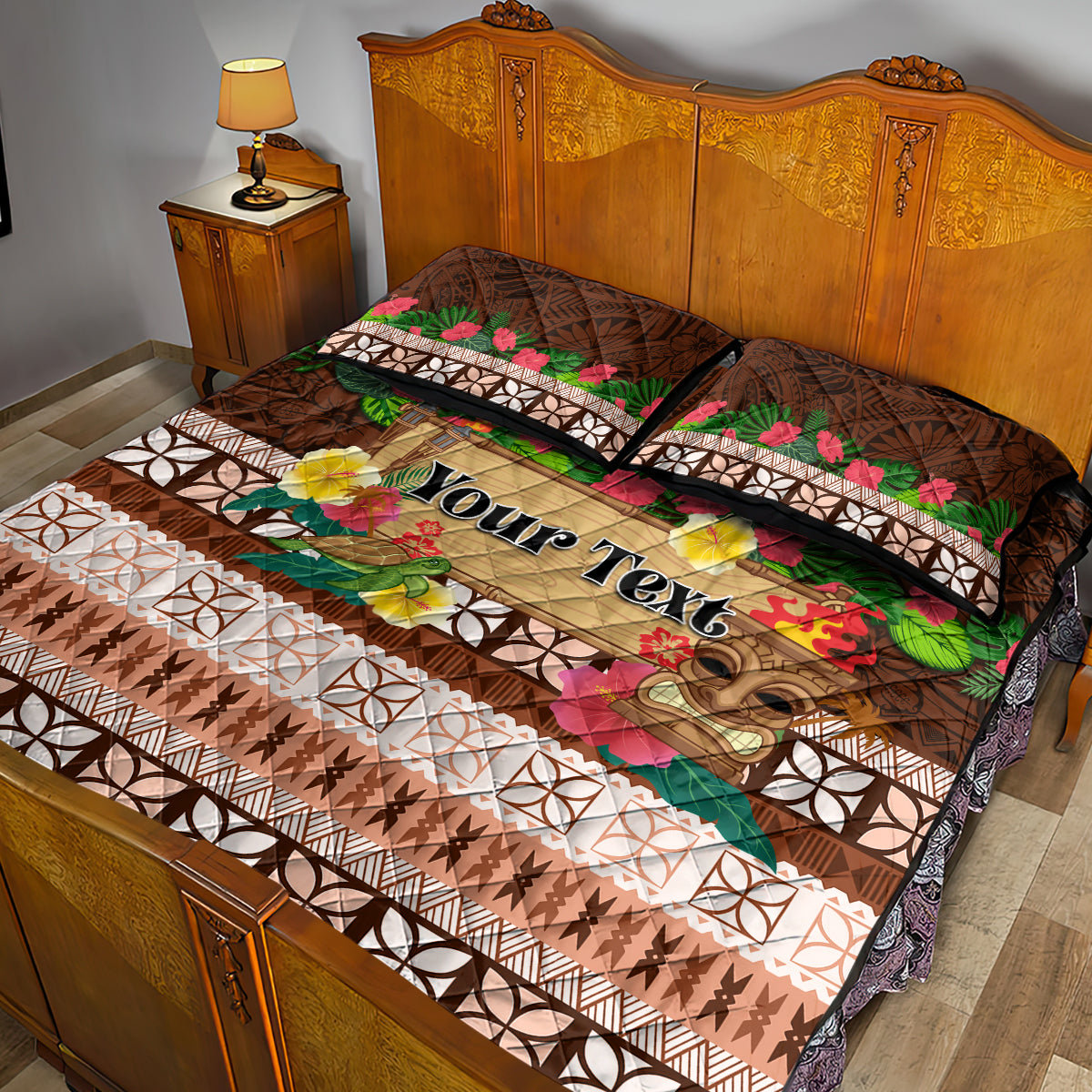 Pasifika Festival Auckland Quilt Bed Set Polynesian Tribal with Pacific Pattern Brown Color LT03 - Polynesian Pride