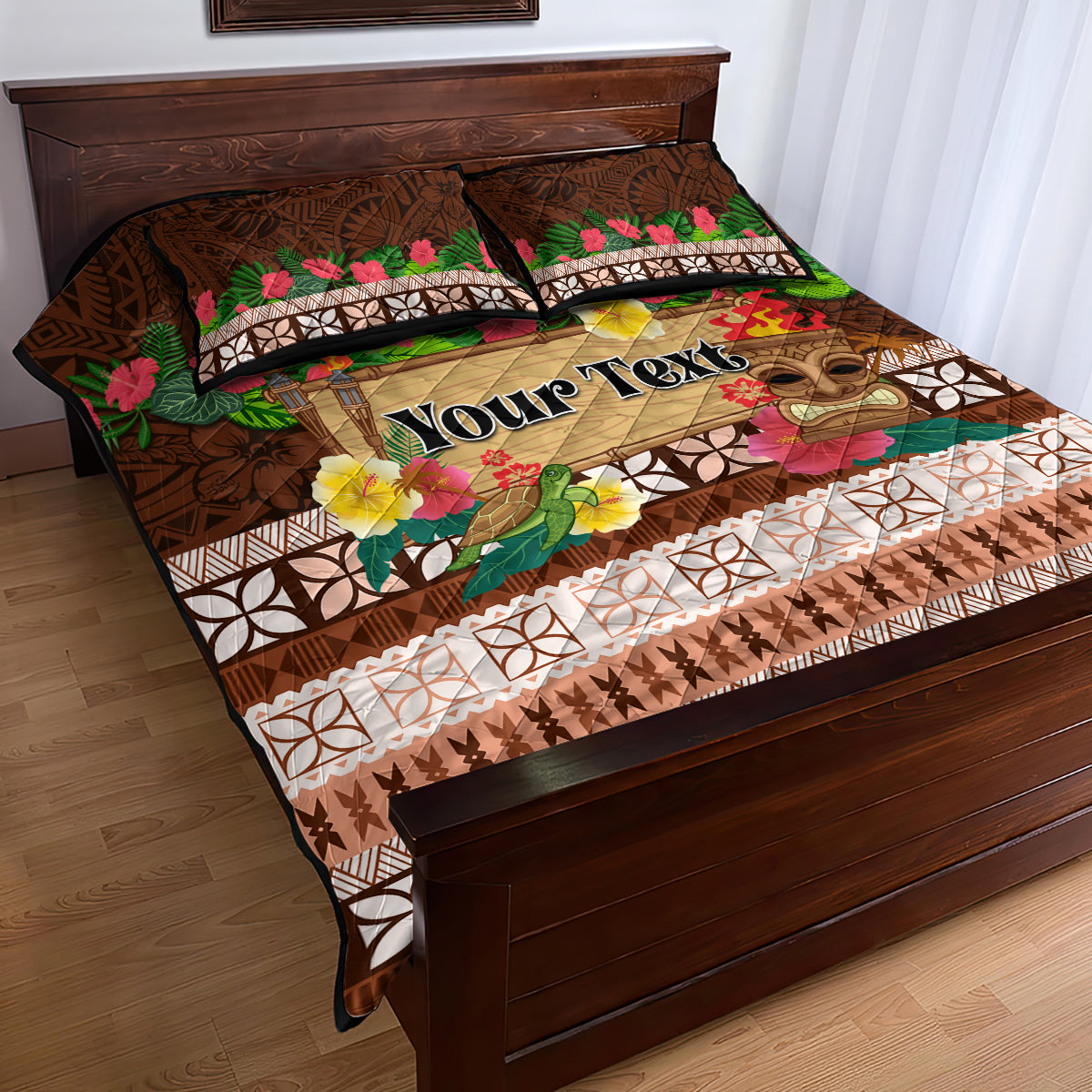 Pasifika Festival Auckland Quilt Bed Set Polynesian Tribal with Pacific Pattern Brown Color LT03 - Polynesian Pride