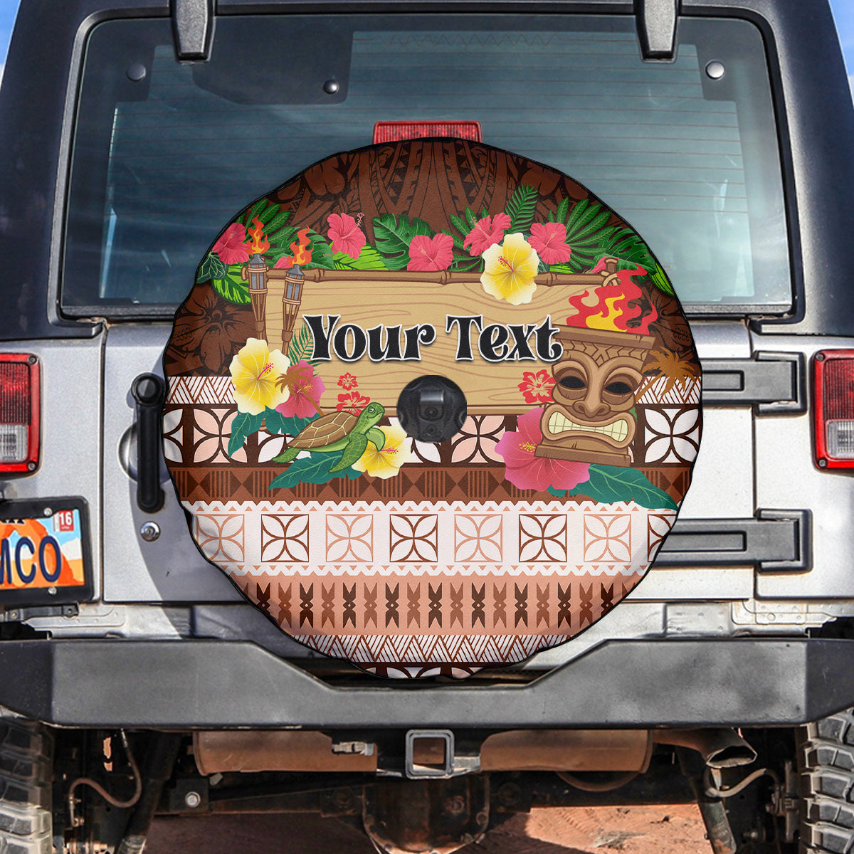 Pasifika Festival Auckland Spare Tire Cover Polynesian Tribal with Pacific Pattern Brown Color LT03 Brown - Polynesian Pride