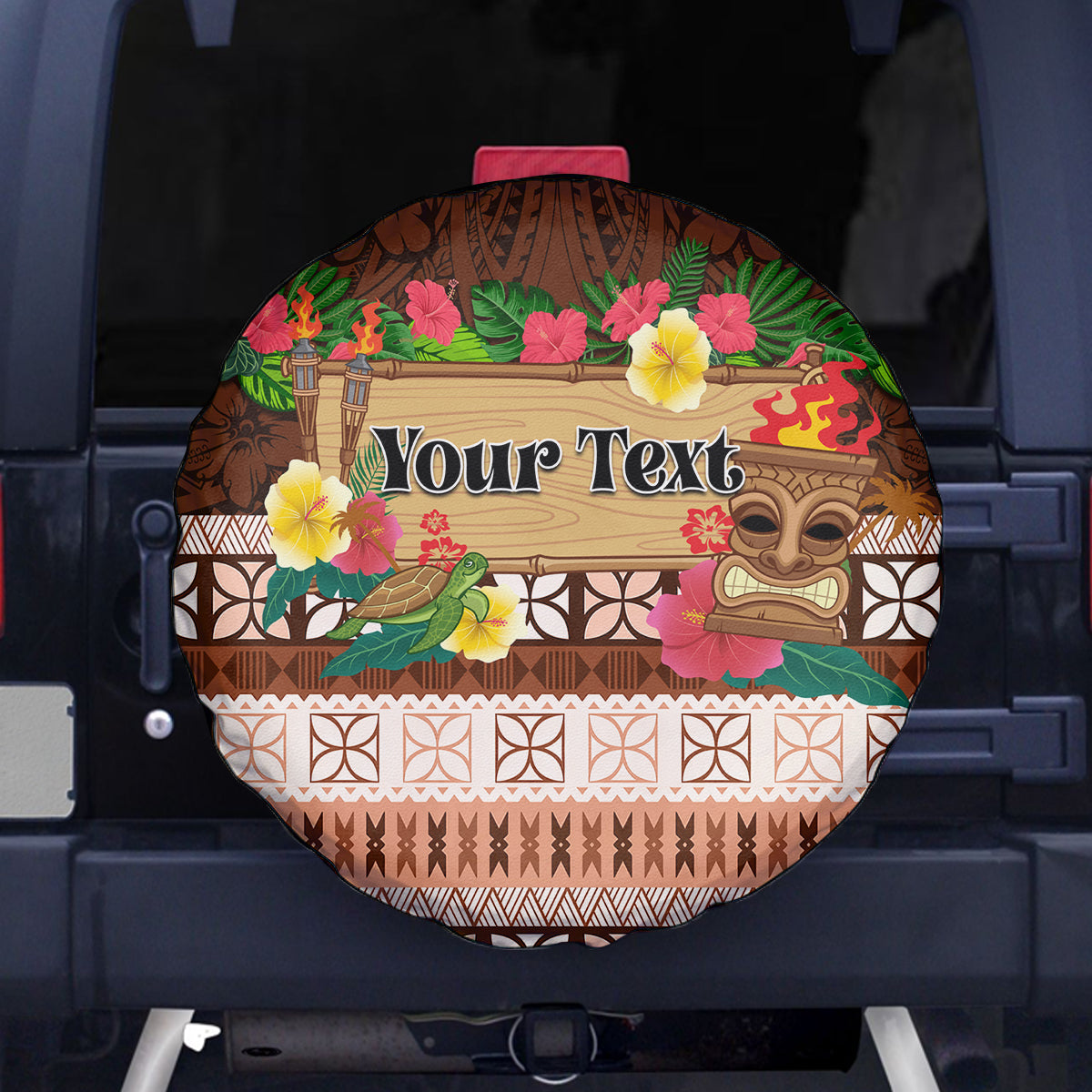 Pasifika Festival Auckland Spare Tire Cover Polynesian Tribal with Pacific Pattern Brown Color LT03 - Polynesian Pride