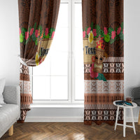 Pasifika Festival Auckland Window Curtain Polynesian Tribal with Pacific Pattern Brown Color LT03 - Polynesian Pride