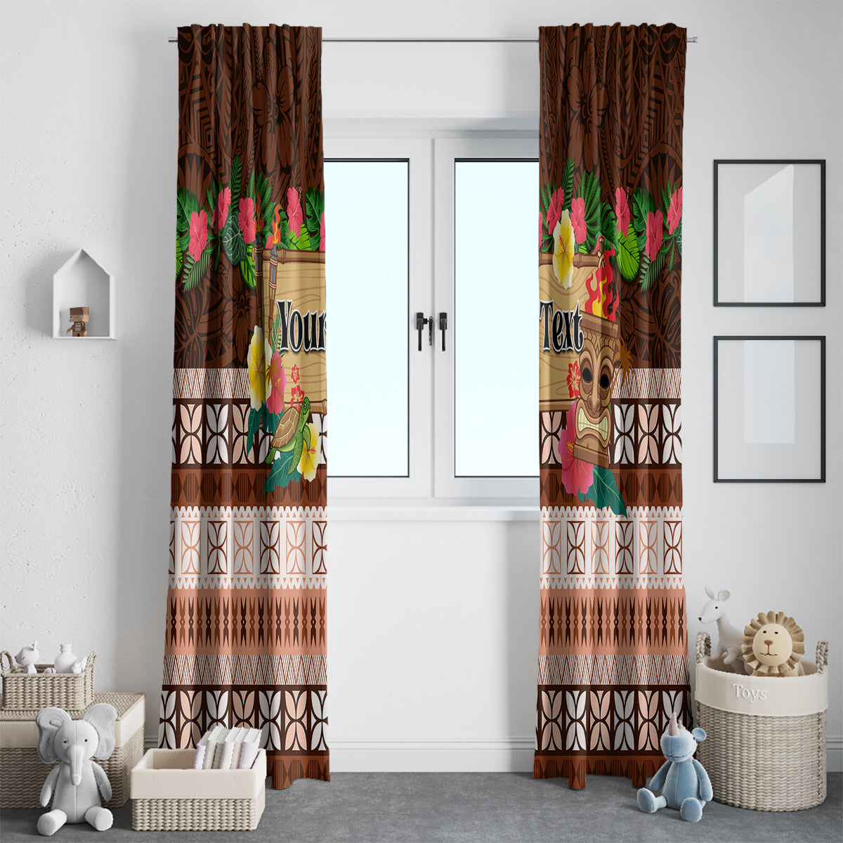 Pasifika Festival Auckland Window Curtain Polynesian Tribal with Pacific Pattern Brown Color LT03 - Polynesian Pride