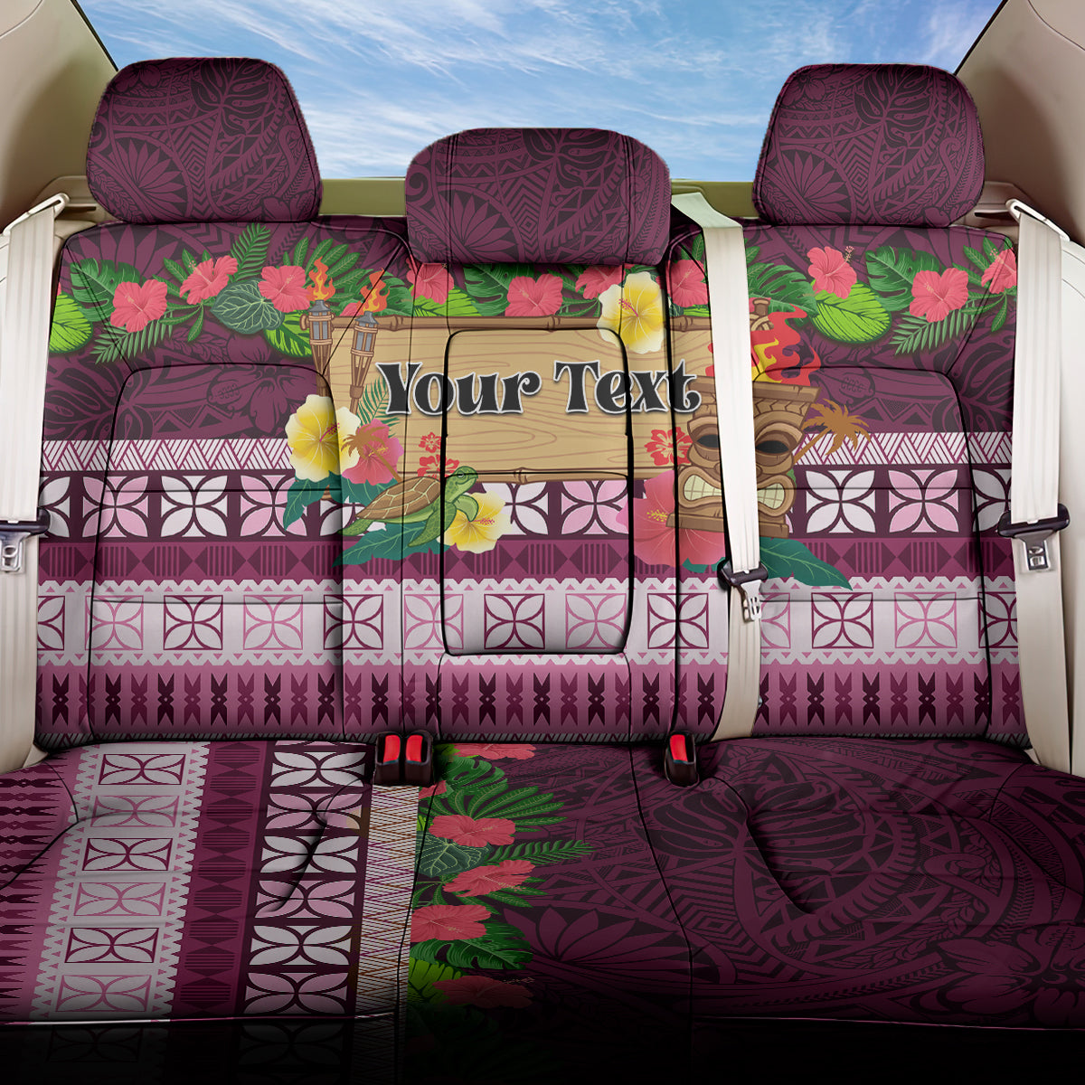 Pasifika Festival Auckland Back Car Seat Cover Polynesian Tribal with Pacific Pattern Pink Color LT03