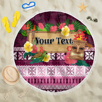 Pasifika Festival Auckland Beach Blanket Polynesian Tribal with Pacific Pattern Pink Color LT03 One Size 150cm Pink - Polynesian Pride