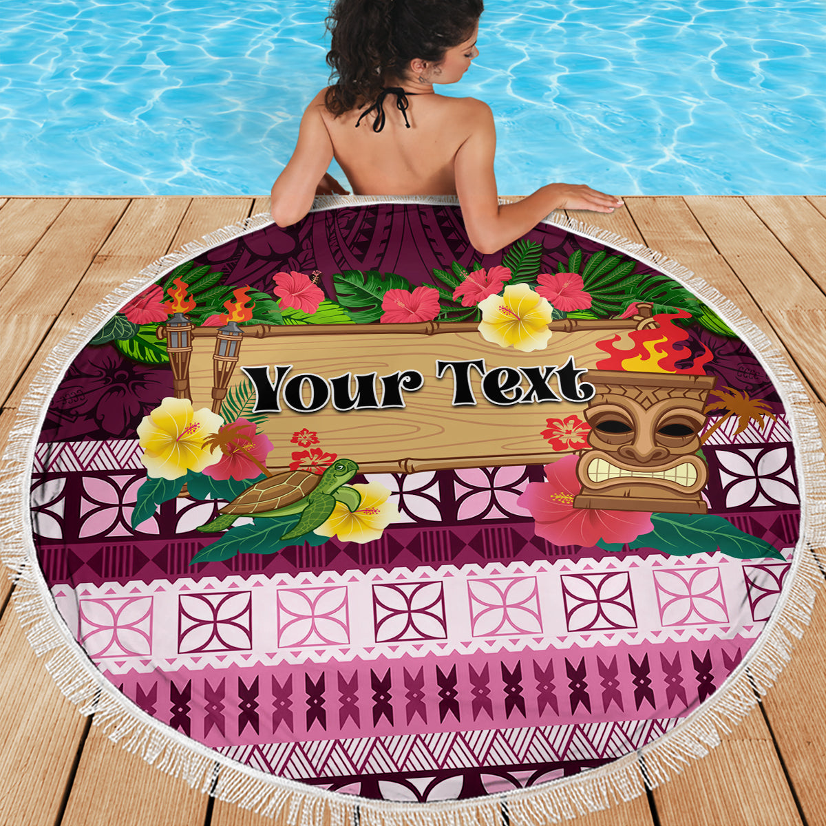 Pasifika Festival Auckland Beach Blanket Polynesian Tribal with Pacific Pattern Pink Color LT03 - Polynesian Pride