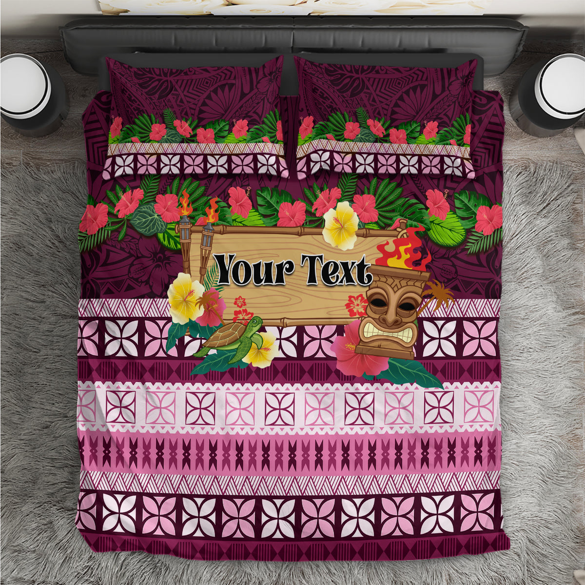 Pasifika Festival Auckland Bedding Set Polynesian Tribal with Pacific Pattern Pink Color LT03 Pink - Polynesian Pride