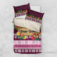Pasifika Festival Auckland Bedding Set Polynesian Tribal with Pacific Pattern Pink Color