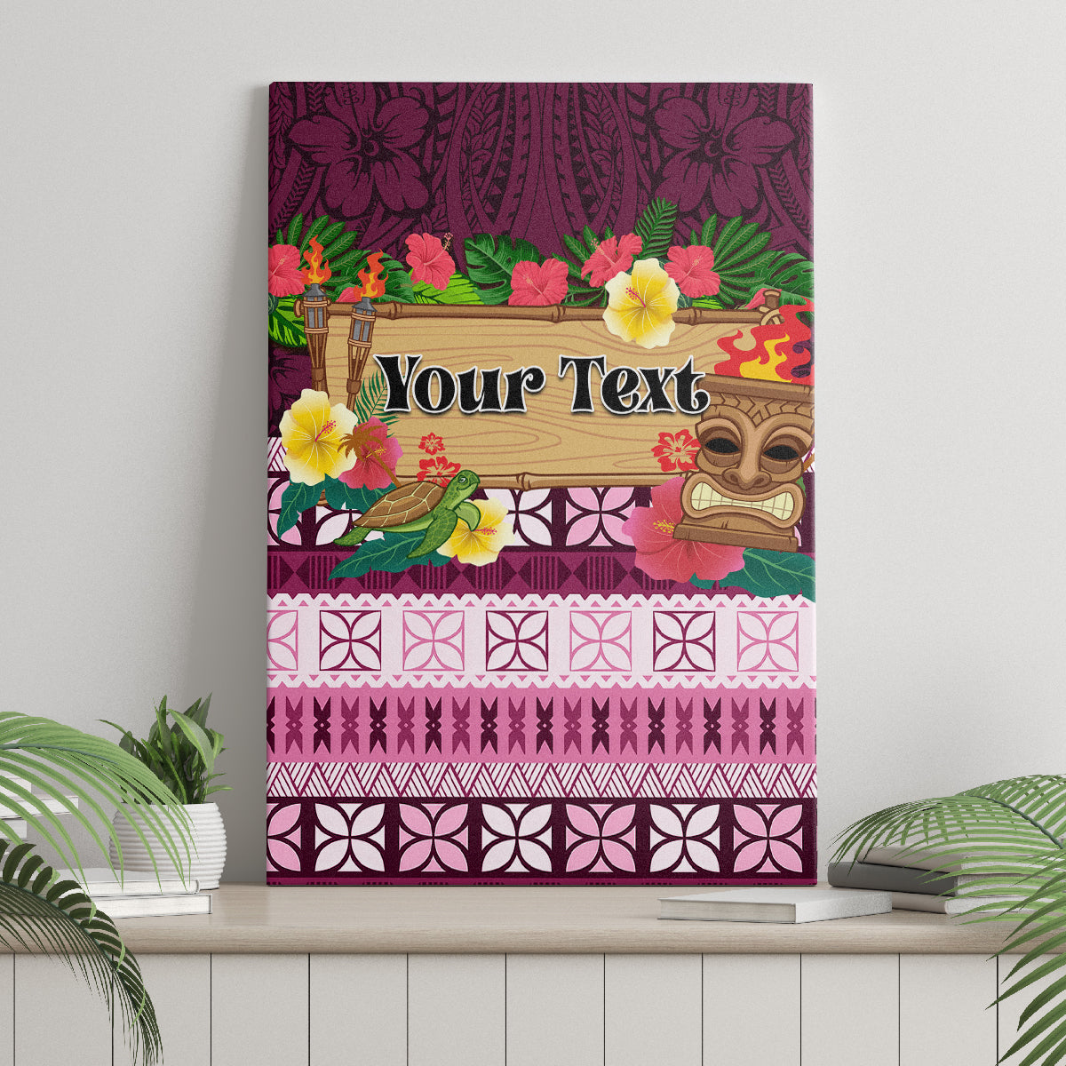 Pasifika Festival Auckland Canvas Wall Art Polynesian Tribal with Pacific Pattern Pink Color LT03 - Polynesian Pride