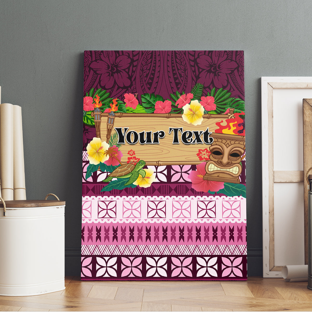 Pasifika Festival Auckland Canvas Wall Art Polynesian Tribal with Pacific Pattern Pink Color LT03 - Polynesian Pride